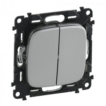 Выключатель двухклавишный Legrand Valena Allure 10A 250V алюминий 752905