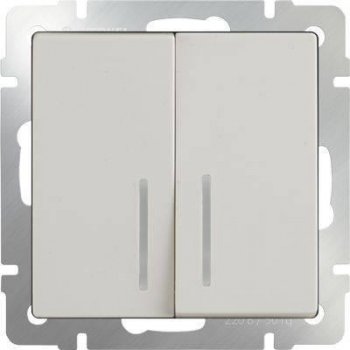 Выключатель двухклавишный с подсветкой слоновая кость WL03-SW-2G-LED-ivory 4690389059285