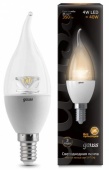 Лампа светодиодная E14 4W 2700К свеча на ветру прозрачная 104201104