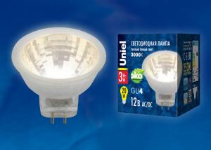 Лампа светодиодная (UL-00001700) GU4 3W 3000K полусфера прозрачная LED-MR11-3W/WW/GU4 GLZ21TR