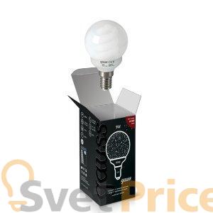 Лампа энергосберегающая E14 9W 2700K шар матовый 231109
