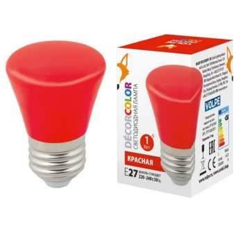 Лампа декоративная светодиодная (UL-00005638) Volpe E27 1W красная матовая LED-D45-1W/RED/E27/FR/С BELL
