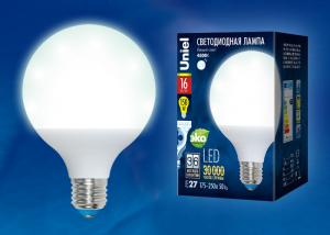 Лампа светодиодная (UL-00000776) E27 16W 4500K шар матовый LED-G95-16W/NW/E27/FR PLP02WH