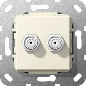 Розетка двойная SAT-F Gira System 55 кремовый глянцевый 565101