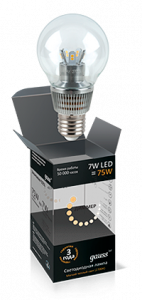Лампа светодиодная диммируемая E27 7W 4100K шар прозрачный HA105202207-D