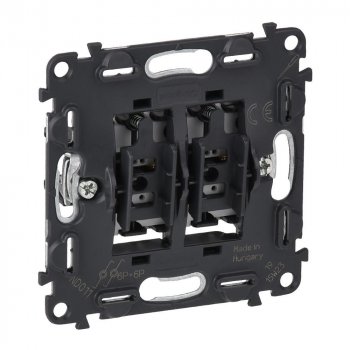 Выключатель кнопочный двухклавишный Legrand Valena Мех In Matic 6A 250V подсветка безв. зажим 752018