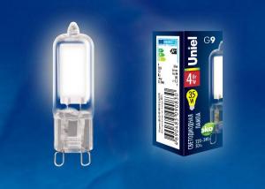 Лампа светодиодная (UL-00001814) G9 4W 4000K капсульная прозрачная LED-JCD-4W/NW/G9/CL GLZ01TR