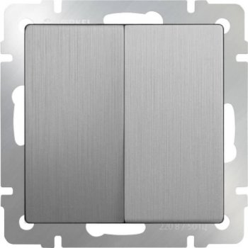 Выключатель двухклавишный проходной серебряный рифленый WL09-SW-2G-2W 4690389085154