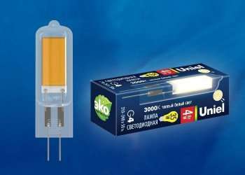 Лампа светодиодная (UL-00005063) Uniel G4 4W 3000K прозрачная LED-JC-220/4W/3000K/G4/CL GLZ08TR