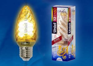 Лампа энергосберегающая (03862) E27 12W Gold свеча витая золотая ESL-C21-T12/GOLD/E27