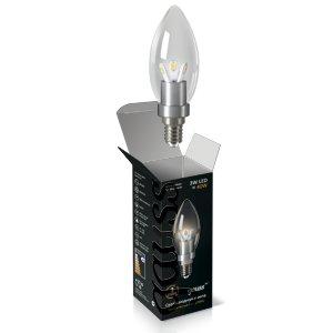 Лампа светодиодная E14 3W 4100K свеча прозрачная HA103201203