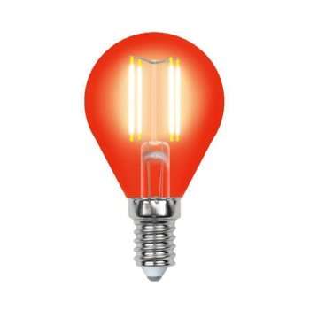 Лампа светодиодная филаментная (UL-00002985) Uniel E14 5W красный LED-G45-5W/RED/E14 GLA02RD