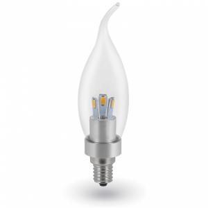 Лампа светодиодная E14 4W 6500K свеча на ветру прозрачная CRL-CA37-4W-E14-CL/CW 2275