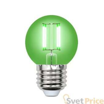 Лампа светодиодная филаментная (UL-00002988) Uniel E27 5W зеленый LED-G45-5W/GREEN/E27 GLA02GR