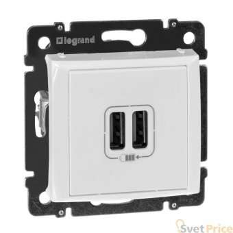 Розетка USB двойная Legrand Valena 240V/5V 2400mA белая 770470