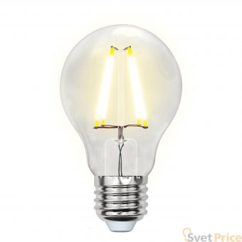 Лампа светодиодная (UL-00002210) E27 8W 3000K прозрачная LED-A60-8W/WW/E27/CL GLA01TR