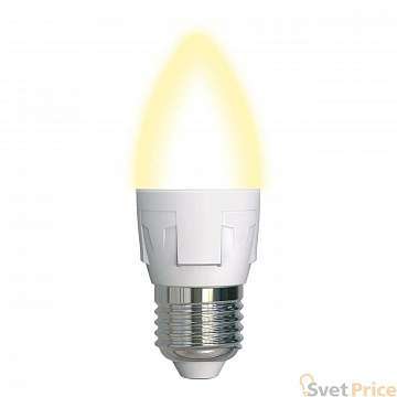 Лампа светодиодная диммируемая (UL-00004297) Uniel E27 7W 3000K матовая LED-C37 7W/3000K/E27/FR/DIM PLP01WH