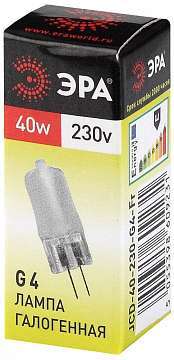 Лампа галогенная ЭРА G4 40W 2700K матовая G4-JCD-40W-230V-FR