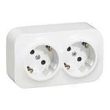 Розетка 2х2К+З Legrand Quteo 16A 250V с/з со шторками белая 782223