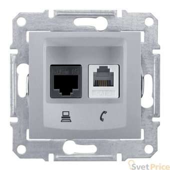 Розетка телефонная RJ-11 и Ethernet RJ-45 Schneider Electric Sedna UTP SDN5100160
