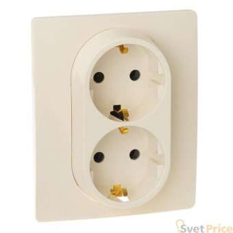 Розетка 2X2К+З Legrand Etika 16A 250V с/з винтовой зажим немецкий стандарт слоновая кость 672323