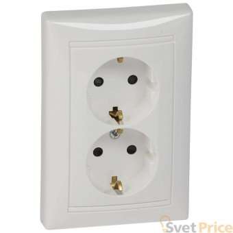 Розетка 2x2К+З Legrand Valena 16A 250V с/з со шторками винтовой зажим белая 774427