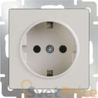 Розетка с заземлением слоновая кость WL03-SKG-01-IP20-ivory 4690389046223