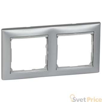 Рамка 2-постовая Legrand Valena алюминий/серебряный штрих 770352