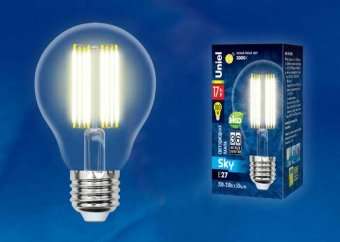 Лампа светодиодная филаментная (UL-00004870) Uniel E27 17W 3000K прозрачная LED-A70-17W/3000K/E27/CL PLS02WH