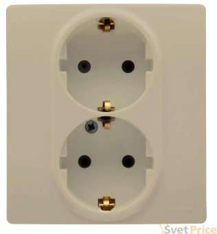 Розетка 2X2К+З Legrand Etika 16A 250V с/з со шторками безвинтовой зажим немецкий стандарт слоновая кость 672333
