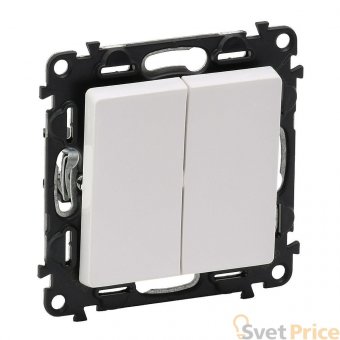 Выключатель двухклавишный Legrand Valena Life 10A 250V белый 752405