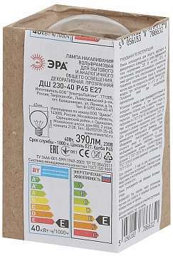 Лампа накаливания ЭРА E27 40W 2700K прозрачная ДШ 40-230-Е27 (гофра)