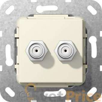 Розетка двойная SAT-F Gira System 55 кремовый глянцевый 565101