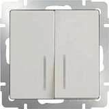 Выключатель двухклавишный с подсветкой слоновая кость WL03-SW-2G-LED-ivory 4690389059285