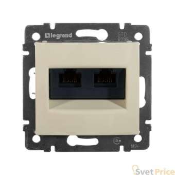 Розетка компьютерная 2хRJ45 Legrand Valena 5e кат UTP на винтах слоновая кость 774139