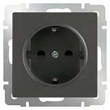 Розетка с заземлением и шторками Werkel серо-коричневый WL07-SKGS-01-IP44 4690389086625