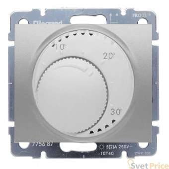 Термостат Legrand Galea Life с НЗ контактом алюминий 775685
