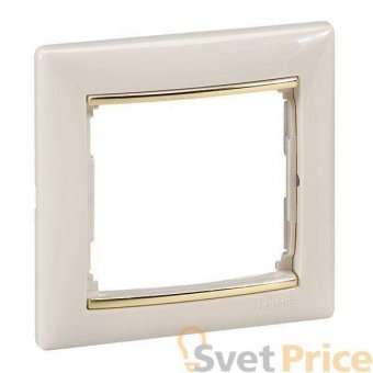 Рамка 1-постовая Legrand Valena слоновая кость/золотой штрих 774151