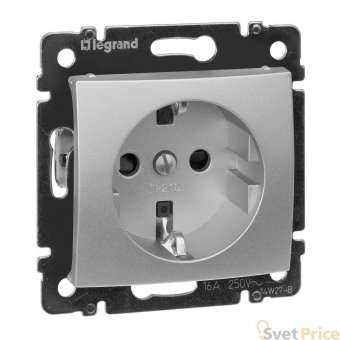 Розетка 2К+3 Legrand Valena 16A 250V с/з со шторками винтовой зажим алюминий 770121