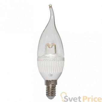 Лампа светодиодная E14 5W 2700K свеча на ветру прозрачная LC-CDTCL-5/E14/827 L145