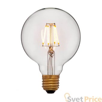 Лампа светодиодная филаментная диммируемая E27 4W 1800K прозрачная 056-793