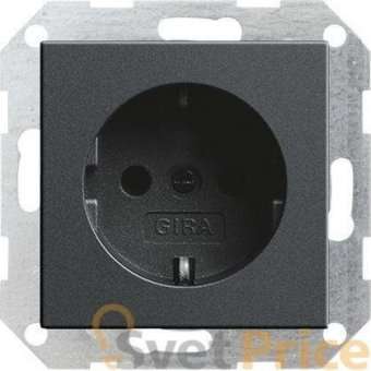 Розетка Gira System 55 Schuko с/з 16A 250V безвинтовой зажим антрацит 018828