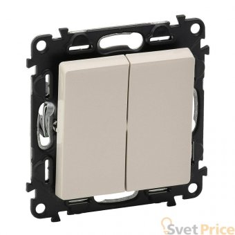 Выключатель двухклавишный Legrand Valena Life 10A 250V слоновая кость 752505