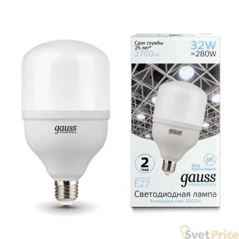Лампа светодиодная Gauss E27 32W 6500K матовая 63233