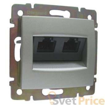 Розетка компьютерная 2хRJ45 Legrand Valena 6 кат STP на винтах алюминий 770245