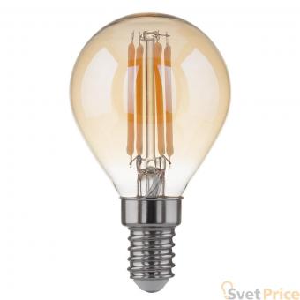 Лампа светодиодная филаментная Classic F E14 6W 3300K шар золотой 4690389108303