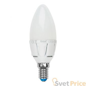 Лампа светодиодная (UL-00002413) E14 7W 3000K свеча матовая LED-C37 7W/WW/E14/FR PLP01WH