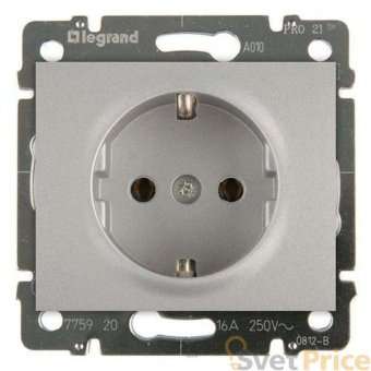 Розетка 2К+3 Legrand Galea Life 16A 250V с/з автоматические клеммы алюминий 771362