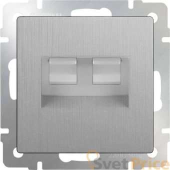 Розетка телефонная RJ-11 и Ethernet RJ-45 серебряная рифленая WL09-RJ11-45 4690389085055