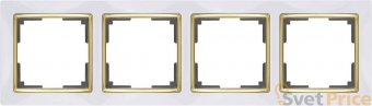 Рамка Snabb на 4 поста белый/золото WL03-Frame-04-white/GD 4690389083938